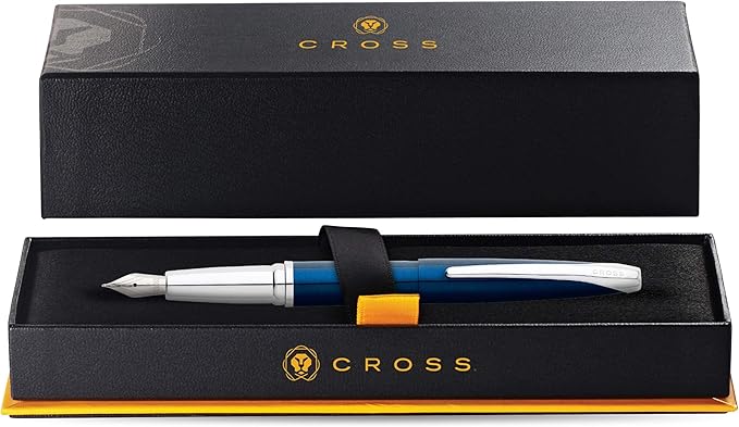 Cross ATX Refillable Fountain Presented in a Luxury Gift Box - Medium Point, Black Ink, Translucent Blue