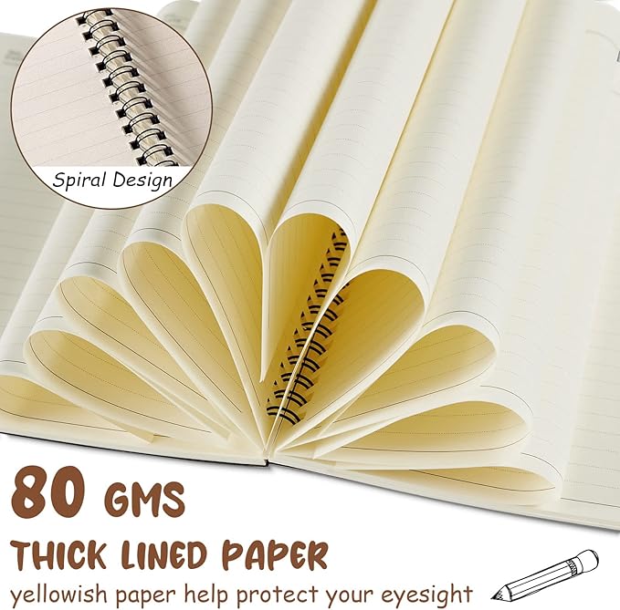 Eersida 20 Pack A5 Spiral Notebook College Ruled Spiral Notebook Bulk 5.5 x 8.3 Inch Hardcover Notepads Lined Travel Writing Journal Notepad, 50 Sheets 100 Pages(Black)