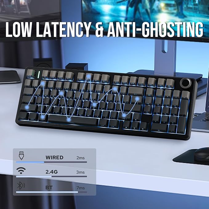 EPOMAKER X Aula F99 PRO Wireless Gaming Keyboard with 8000mAh Battery, Hot Swappable Creamy Keyboard, 2.4GHz/Type-C/BT5.0, NKRO, RGB Backlit for Win/Mac/Gaming (Black Gradient)