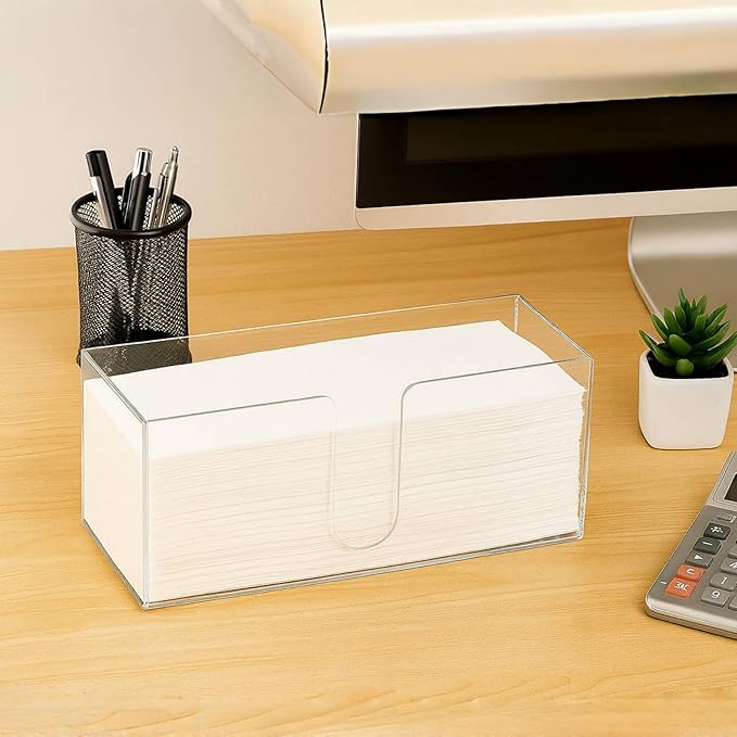 2 Pack Acrylic Paper Towel Holder, Folded Countertop Z-fold C-fold Trifold Napkin Dispenser, Clear Hand Towel Storage Holder Tray for Bathroom, Kitchen, Restaurant