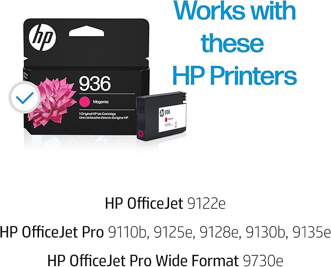 HP 936 Magenta Ink Cartridge | Works OfficeJet 9120 Series, OfficeJet Pro 9110, 9120, 9130 Series, OfficeJet Pro Wide Format 9730 Series | Eligible for Instant Ink | 4S6V0LN