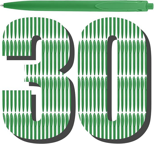 Aozora Pens Bulk 30 Pack Click Pens No Bleed Wholesale Retractable Ballpoint Pens Medium Point,Smooth Ink Pens for Journaling School Office Supplies 1.0MM (Green Ink)