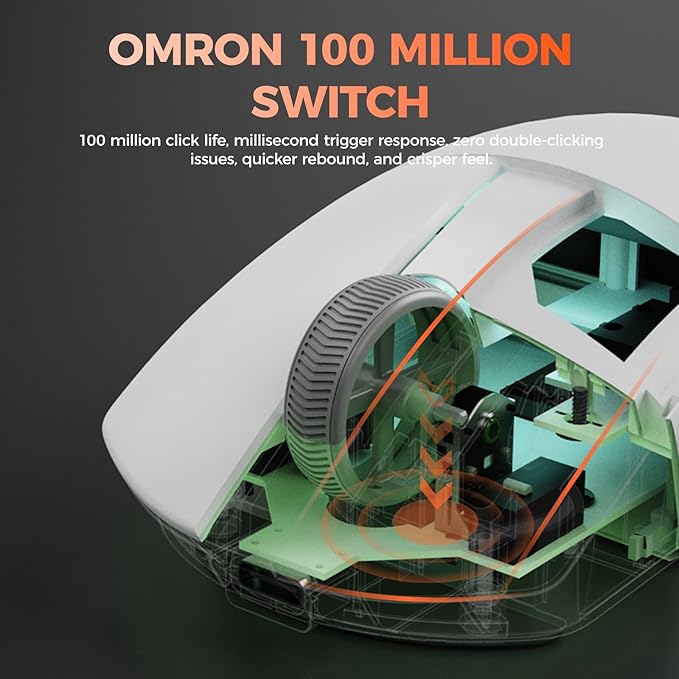 DAREU A950 Wing 8K Lightweight Wireless Gaming Mouse 1.23oz (35g), Custom PAW3950 30K Optical Sensor, Wired/Wireless Dual 8k Polling Rate, Symmetrical, 5 Programmable Buttons,70H Battery