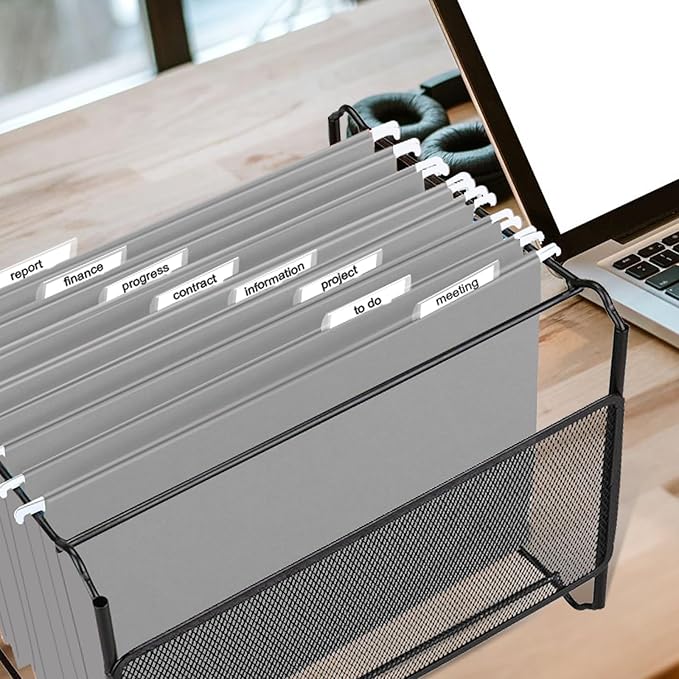 HERKKA Hanging File Folders, 60 Pack Reinforced Letter Size Hanging Folders, Designed for Bulky Files, Filing Cabinet, 1/5-Cut Adjustable Tabs (Gray)