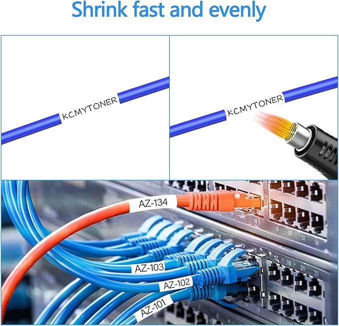 HSE241 HSE-241 HS-241 Heat Shrink Tubes Label Tape 3/4" (17.7mm) x 4.92 ft Compatible for PTD400 D600 PTH300 PTE300 PTE500 PT-E550W E800W PTP700 PTP750WVP, Black on White, 2 Pack