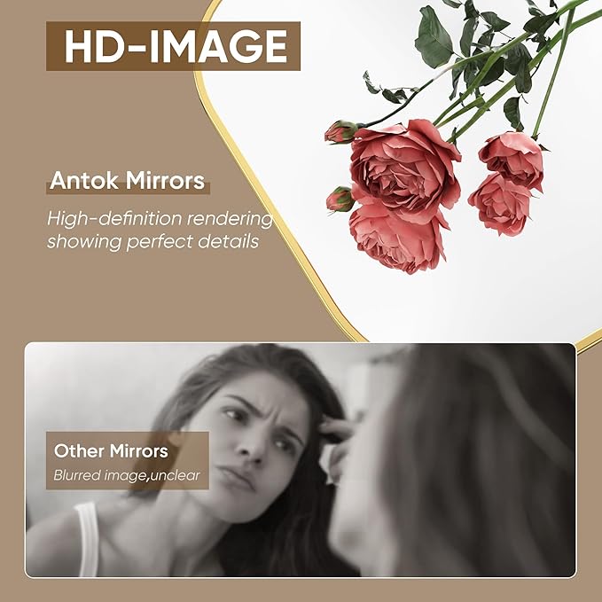 Antok Full Length Mirror, 78"x38" Floor Mirror Freestanding, Arched Floor Standing Large Full Body Mirror with Stand for Bedroom, Hanging Mounted for Living Room, Gold