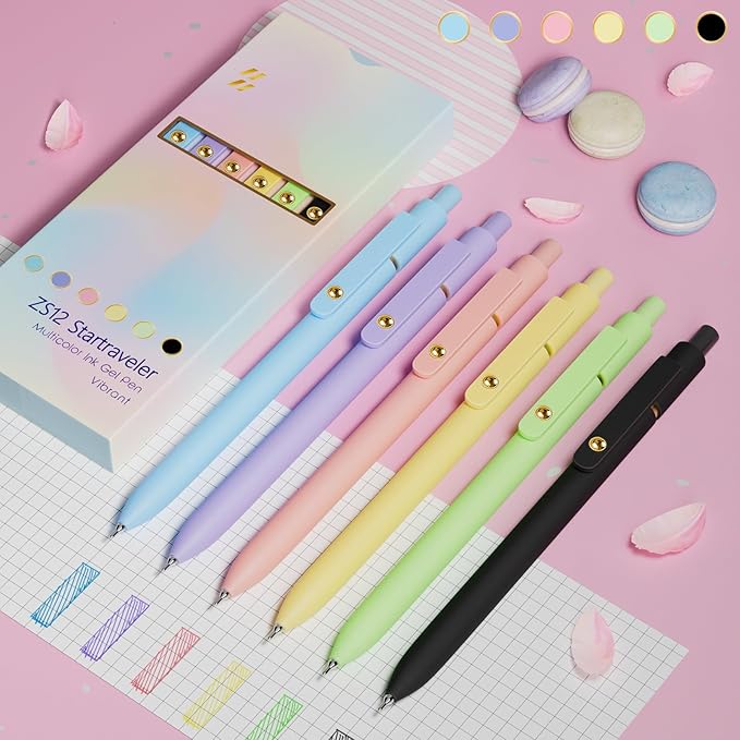 6 Pcs Colored Pens Colorful Pens 0.5mm Colored Ink Gel Pen Fine Point Smooth Writing Pen for Journaling and Note Taking Office School Supplies Gifts for Teacher Nurse (6 Pcs Vibrant Gold)