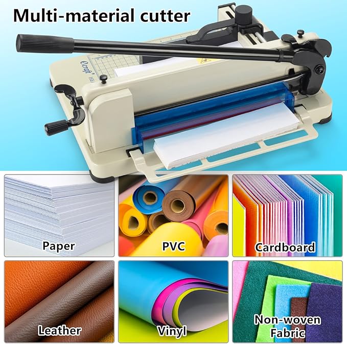 Ecraft Heavy Duty 12" Guillotine Paper Cutter - 400 Sheet Capacity,Solid Steel with HSS Blade,Industrial Commercial Trimmer for Office,School,Print Shop,Safety Lock & Clear Grids