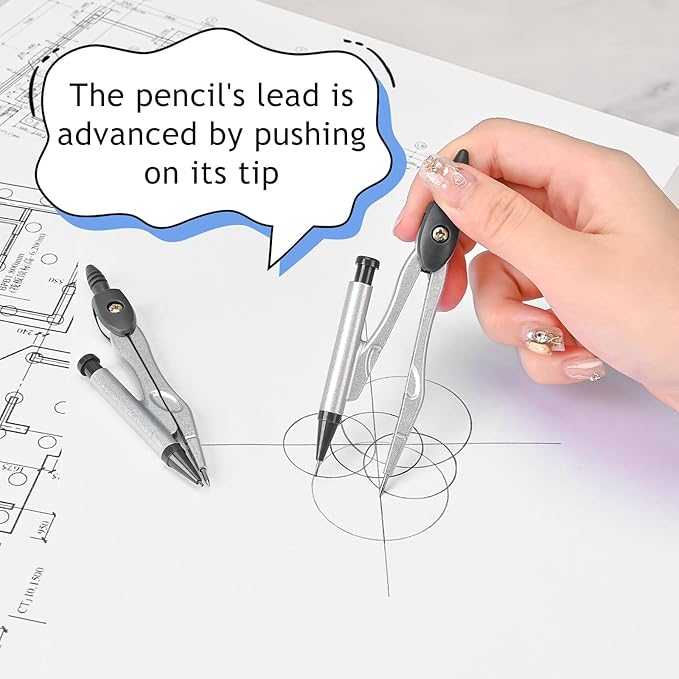 6 Pcs Metal Geometry Set, Math Geometry Kit, Metal Ruler Set and Compass Geometry Tool, Rulers Protractor and Compass Set for Student School and Drawings Supplies (Purple)