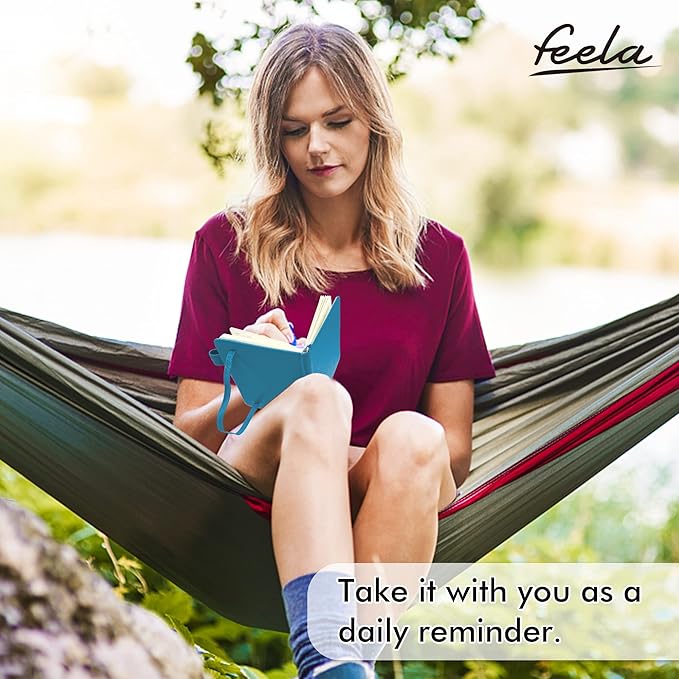 feela 6 Pack Pocket Mini Notebooks Bulk, Small Cute Memo Notepads Hardcover College Ruled Lined Journals with Pen Holder for School Business Work, with 6 Black Pens, 3.5”x 5.5”, A6, Teal