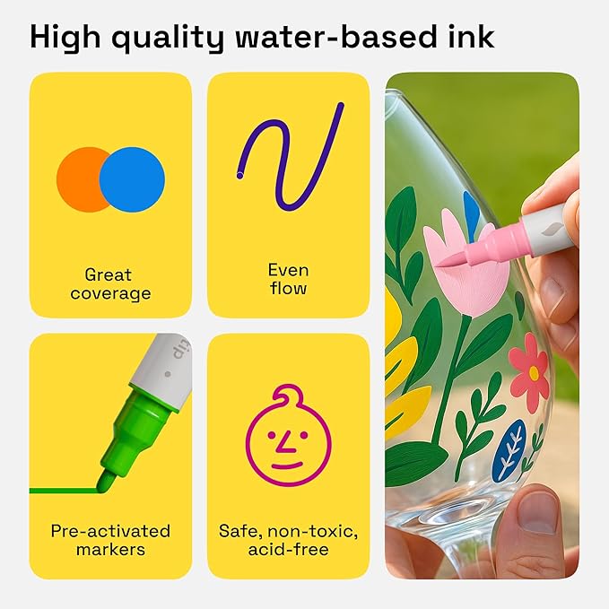 ARTISTRO Acrylic Paint Markers for Fabric, Rock, Wood, Glass, Craft - 24 Quick Dry Dual-Tip Fabric Paint Pens for Halloween Decorations - Pumpkin Painting Kit, Art Supplies, Christmas Gift