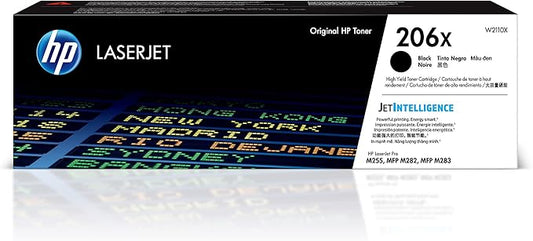 HP 206X Black High-yield Toner Cartridge | Works with HP Color LaserJet Pro M255, HP Color LaserJet Pro MFP M282, M283 Series | W2110X, Pack of 1, Black