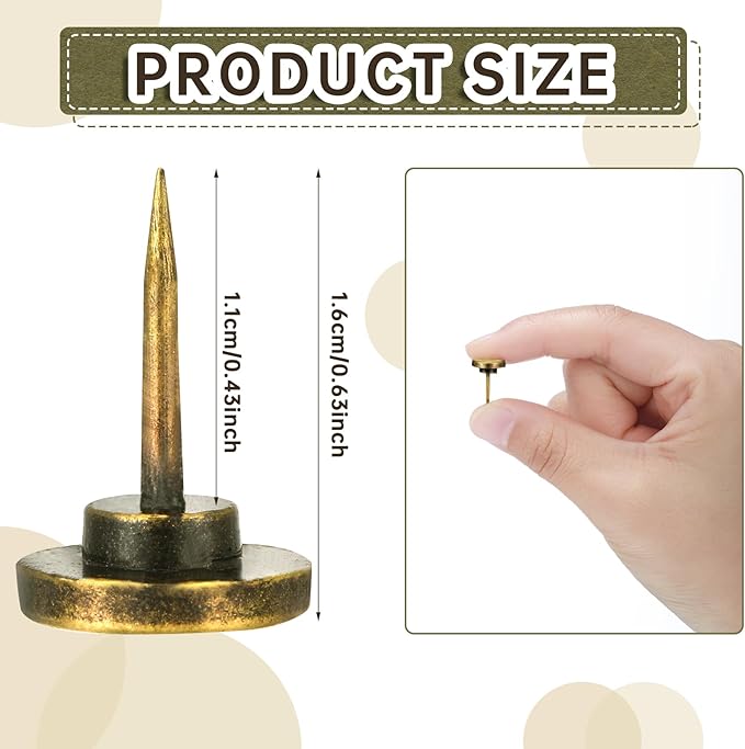 30 Pieces Push Pins, Metal Thumb Tacks for Picture Photo Hanging, Wall Pins for Board Posters Bulletin Maps, Wall Tack for Office Home Decorative(Bronze)