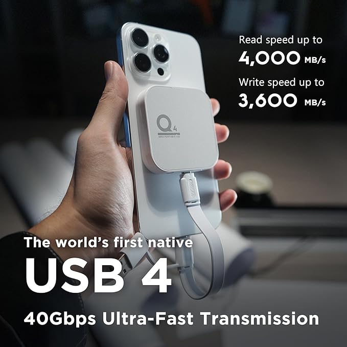 DATO Magnetic External SSD 1TB, External Solid State Drive Portable SSD USB 4.0 Gen 3x2, up to 4000/3600 MB/s, Type-C 4K ProRes HDR Record, Compatible with iPhone 15&16 Pro Max - ARES Q4 Series