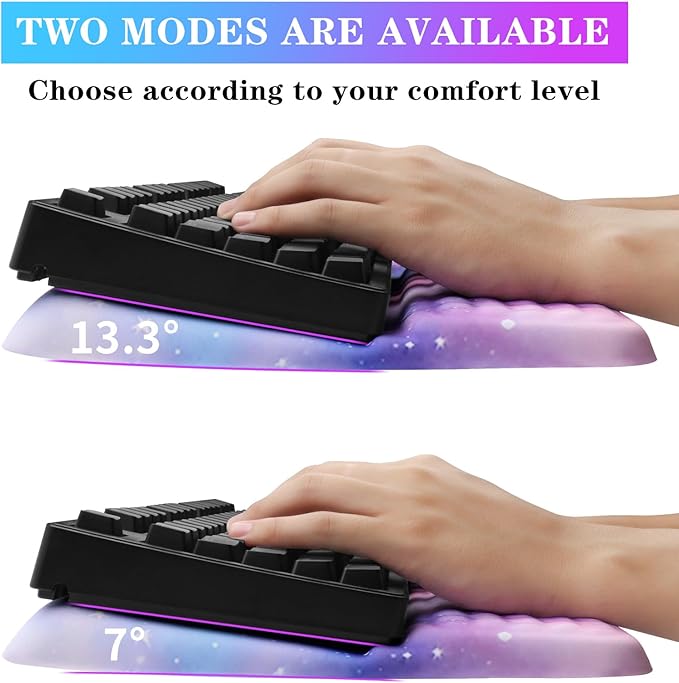 Computer Keyboard Stand with Wrist Rest, Ergonomic Tilted Keyboard Holder - Keyboard Riser with Wrist Pad - Keyboard Tray Support for Office Home -Colorful Stars
