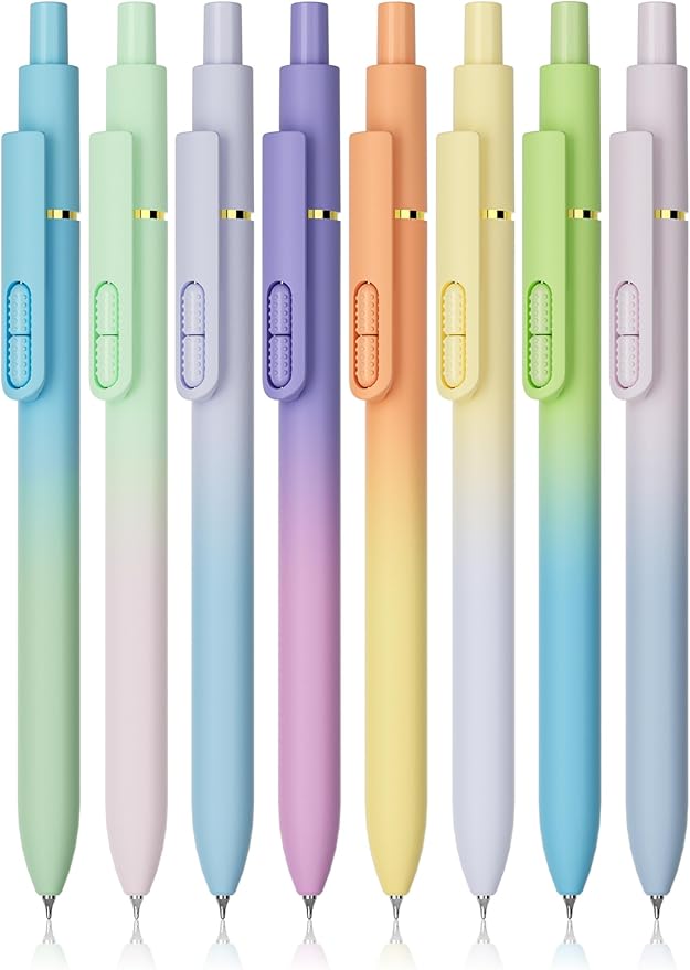 8 PCS Ballpoint Pens,Smooth Writing Pens, 1.0mm Black Ink Pens, Retractable Pens, School Office Supplies