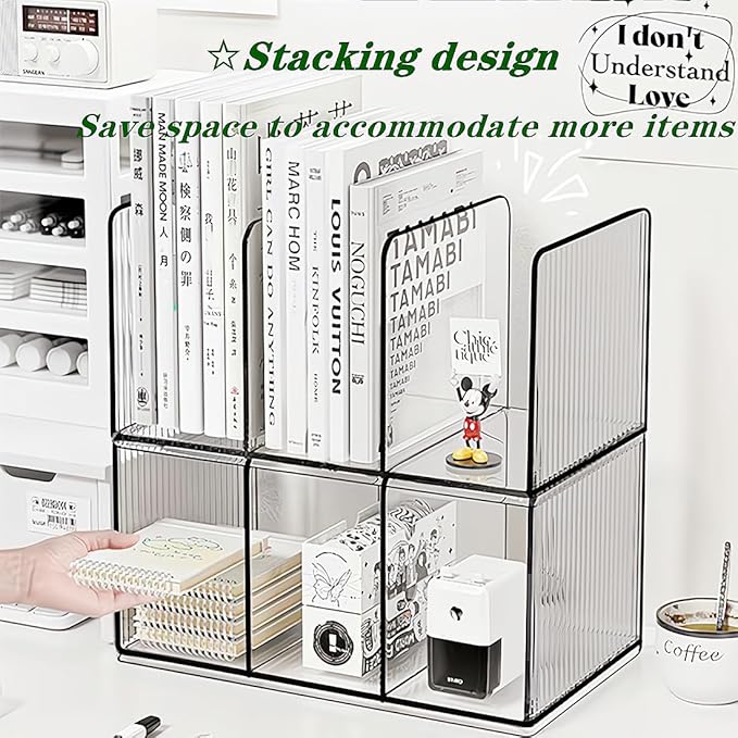 Acrylic Desk File Organizer,Office Desktop Binder File Folder Mail Organizer,Handbag Purse Book record Magazine Holder (2 Pack)