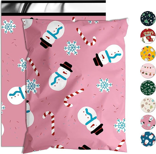 Christmas Poly Mailer 14.5x19 Inch 50 Pcs, Waterproof Shipping Bags for Clothing, Tear-Resistant Mailier Bags, Strong Mailing Bags with Self-Seal - Snowmen Printed