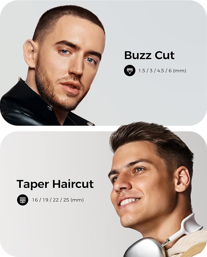 GLAKER Hair Clippers for Men Professional - Cordless Clippers and Trimmers Set, Complete Barber Kit for Hair Trimming & Beard Grooming, Mens Haircutting Kits for Blending & Fade Cuts (Silver)