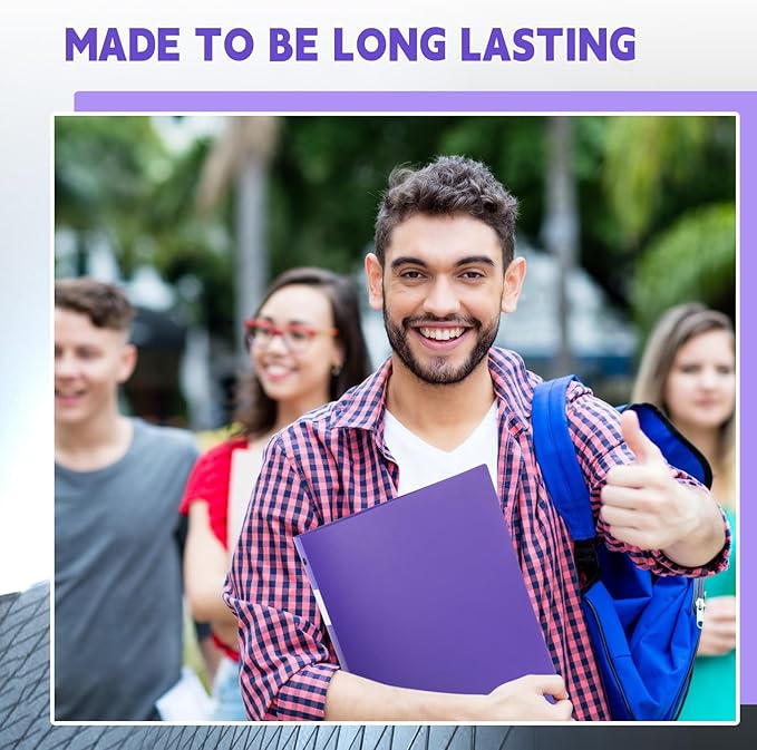 Henoyso 16 Pcs 3 Ring Binder 1/2'' Round Fits Letter Size 8. 5'' x 11'' Paper Plastic Flexible Binder Holds 100 Sheets with 1 Pockets Versatile Organizer for Office Home School (Purple)