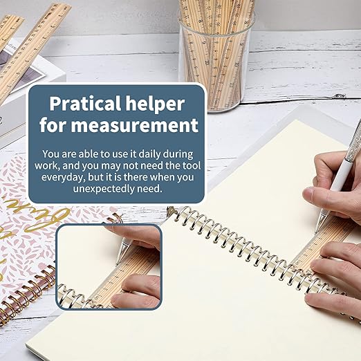 10 Pack Wooden Ruler 12 Inch Rulers Bulk Wood Measuring Ruler Office Ruler 2 Scale