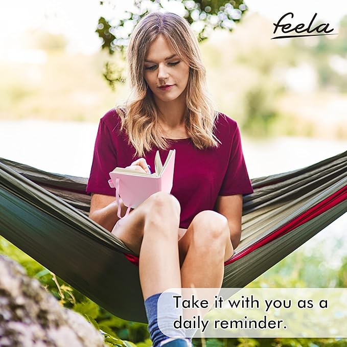 feela 15 Pack Pocket Small Notebooks Bulk, Mini Cute Memo Notepads Hardcover College Ruled Lined Journals with Pen Holder for Women Girls Office School, with 15 Black Pens, 3.5”x 5.5”, A6, Rose Pink