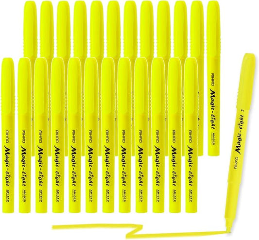 AIHAO Yellow Highlighters Markers, Chisel Tip Highlighter Pens, Pocket-Style, Fluorescent Yellow, 24 Pack