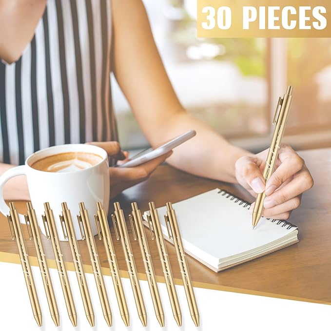 30pcs Thank You Pens Bulk Cute Multicolor Ballpoint Pen for Men Women Server Accessories Employee Holiday Appreciation Gifts for Teacher Office Back to School Party Favor (Gold)