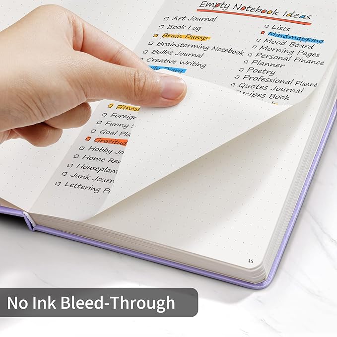 Annecy Numbered Bullet Dotted Journal Notebook, Medium 5.5x 8.25, 160 Pages 100GSM Writing Paper, A5 Purple Faux Leather Cover with Pen Loop