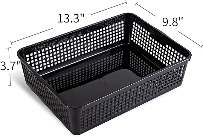 A4 Size Plastic Storage Basket,Desktop File Paper Letter Organizer Tray, 6-Packs (Black)