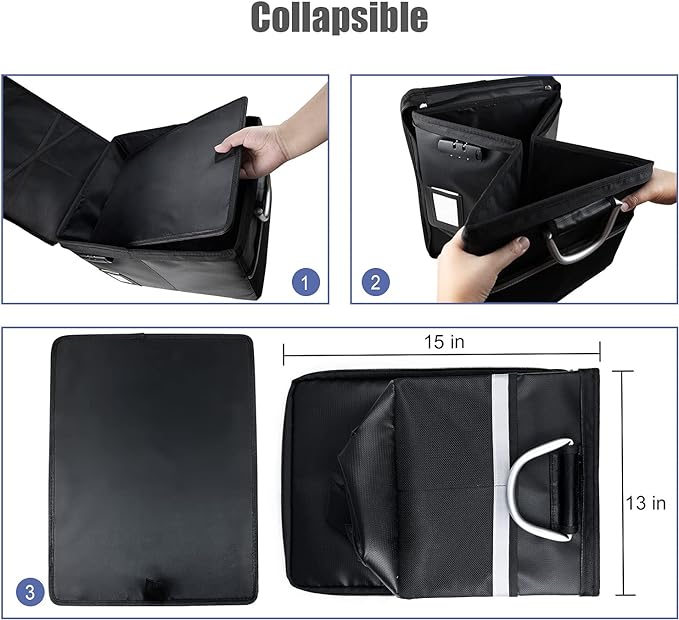 Fireproof Document File Organizer Box, Fireproof Safe Box with Lock, Portable Office Storage Cabinet for Hanging Letter/Legal Folder 16.1 x 12.9 x 11in