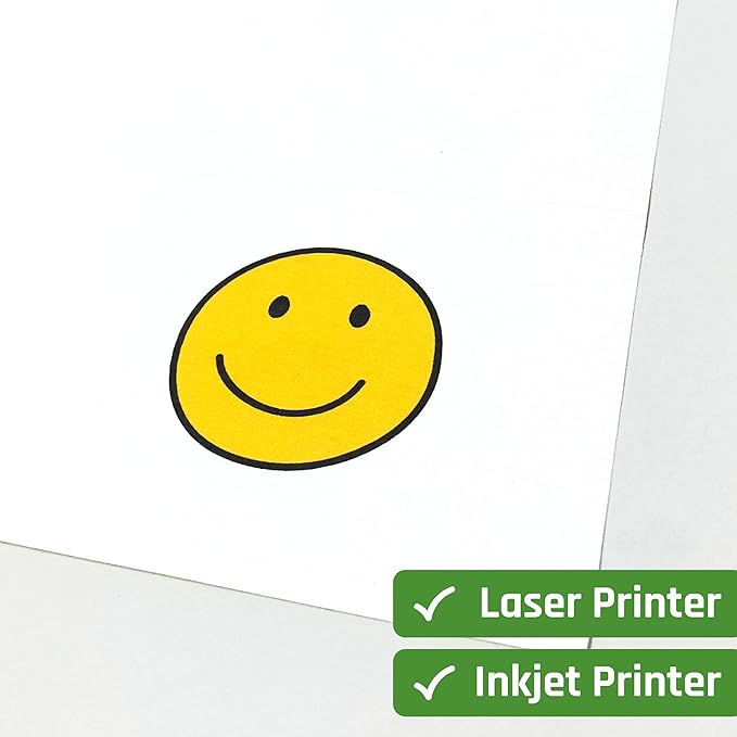 200 Sheets, Printable White Sticker Paper, Laser/Inkjet Printing - Matte, Letter Size (8.5" x 11")