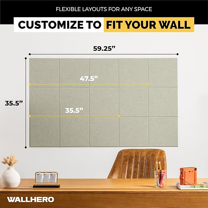 Corkboards for Wall, 59"x36" | 15 Pack | Cork Board Squares, Pin Up Board, Office Board for Wall, Big Bulletin Board, Cork Roll with Adhesive Backing (Sage Green)