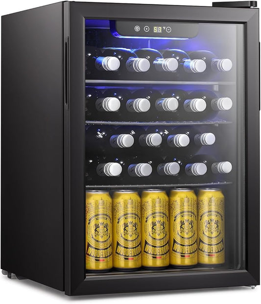 Antarctic Star 24 Bottle Wine Cooler/Cabinet Beverage Refrigerator Small Mini Wine Cellar Beer Soda Clear Glass Door Bar Fridge Quiet Operation Compressor Adjust Temp Control Freestanding, 2.4 Cu. ft