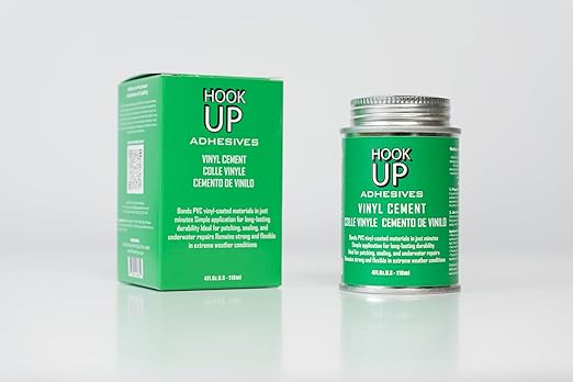 HOOK UP Adhesives Vinyl Contact Cement, Glue 4oz Waterproof, Fast-Drying Repair Adhesive for Pools, Inflatables, PVC, Air Mattresses, PVC Pipes, Tarps, Boats, Rafts, Upholstery Strong Bond, Cement