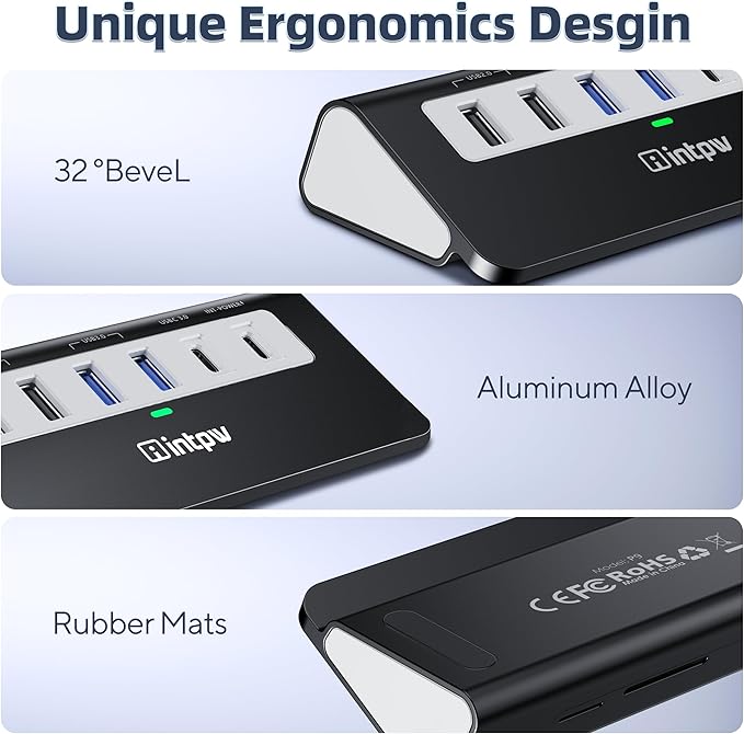 9-in-1 USB-C Docking Station - 4K HDMI, PD 100W, 3 Type A/C 3.0 5Gbps, 2 Type-A 2.0, SD/TF, Aluminum USB C Hub Compatible with MacBook, iPad, iPhone 16/15