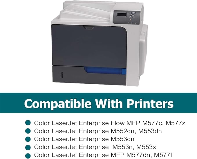 4 Pack Replacement for HP 508A Toner Cartridges Works with HP Color Laserjet Enterprise M553,M552,Color Laserjet Enterprise MFP M577 Series Ink (Black,Cyan,Magenta,Yellow)