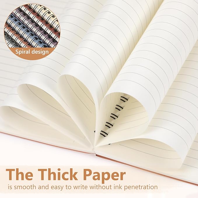 Fuutreo 12 Pcs Spiral Notebook for Work A5 8.3 x 5.7 Inch College Ruled Spiral Journal Notebook Kraft Cover Ruled Paper, 12 Color, 60 Sheets, 120 Pages for Office School(Hot Stamping)