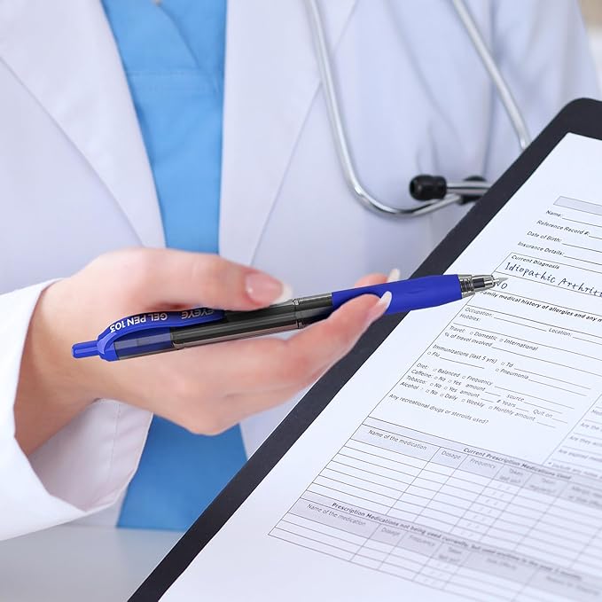 EYEYE G-103 Retractable Gel Blue Pens 0.7mm, 10 Pack Medium Point Ballpoint Pen Quick Drying, Pen Fine Point Smooth Writing Pens for Office School Supplies