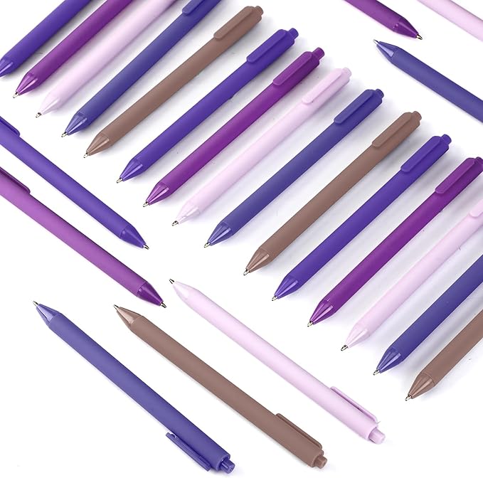 100 Pcs Ballpoint Pens Bulk Retractable Writing 1. 0 mm Black Ink Cute Pens Smooth Writing Color Fancy Gift for Teacher Student Employee Office School Home Baby Shower Supplies (Purple Series)