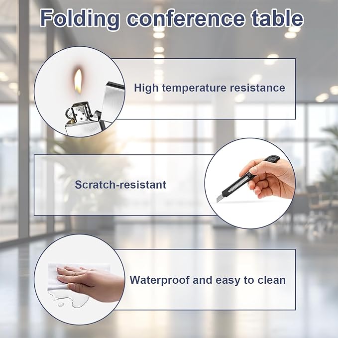 Conference Table,Folding Conference Room Tables Portable Rolling Conference Training Table with Silent Wheels,Mobile Meetings Flip Top Tables for Offices Classrooms Meeting Room (6Pack 61in)