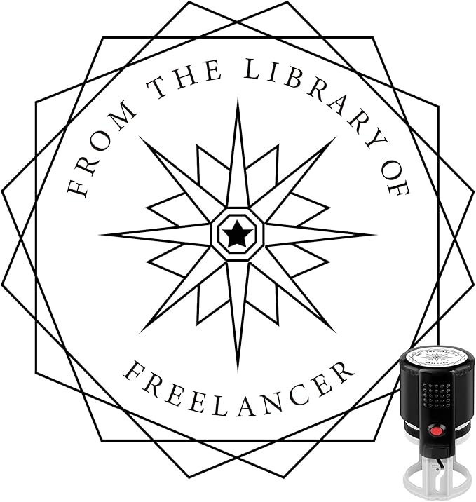 Custom Ink Stamp | Personalized Self Inking Stamp Gifts for Book Lovers, Readers, Teachers | 5 Ink Colors (Star-02)