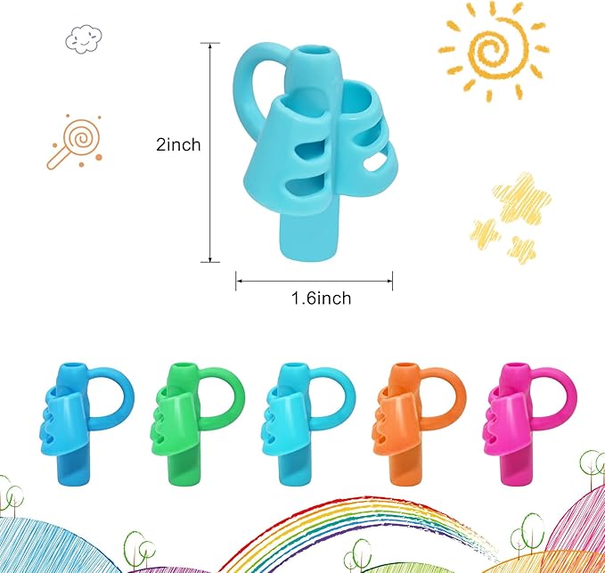 20 Pcs Pencil Grips for Kids Handwriting Pencil Holders Grippers Writing Posture Correction Tools for Toddlers, Special Needs Silicone Pencil Supplies for Kindergarten Preschoolers