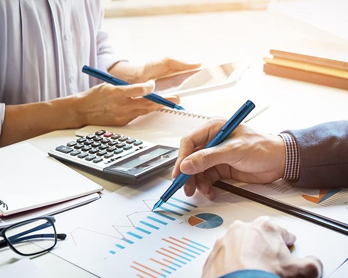 Hongdian 1851 Dark Blue Forest Fountain Pen Medium Nib, Classic Design with Converter and Metal Pen Case