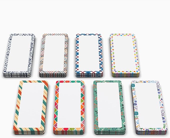Erase Magnetic Labels 2.8 x 1.2 in, Pattern Borders, Dry Erase Magnets, 60-Pack, White Erasable Write-On All-Purpose Labels, for Office, Education, Home, Whiteboard, Magnetic Name Tags