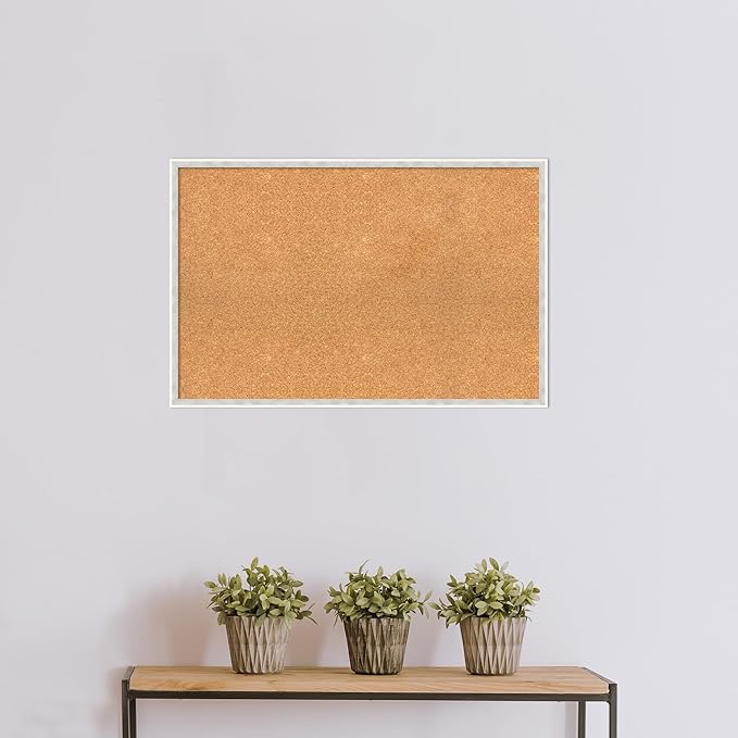 Amanti Art Natural Cork Board for Wall, 23x35 Vision Board with White Frame, Large Corkboard Office Decor for Home Organization, Modern Corkboard Pinboard to Display Items for Home Organization in
