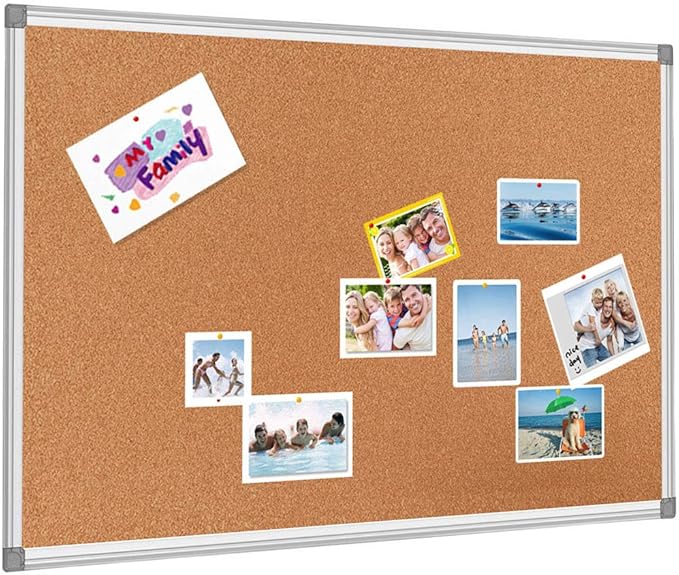 BIBOC Cork Bulletin Board,Cork Board,Felt Board, Pin Board, Notice Board, Memo Board for Homes or Offices,18 X 24 Inches, Silver Aluminium Frame