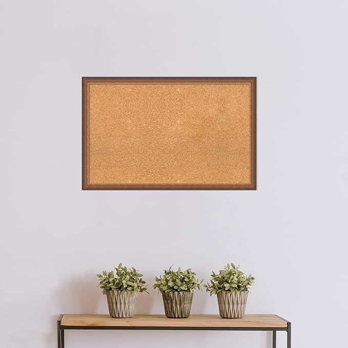 Amanti Art Natural Cork Board for Wall, 22x34 Vision Board with Bronze Frame, Large Corkboard Office Decor for Home Organization, Modern Corkboard Pinboard to Display Items for Home Organization in