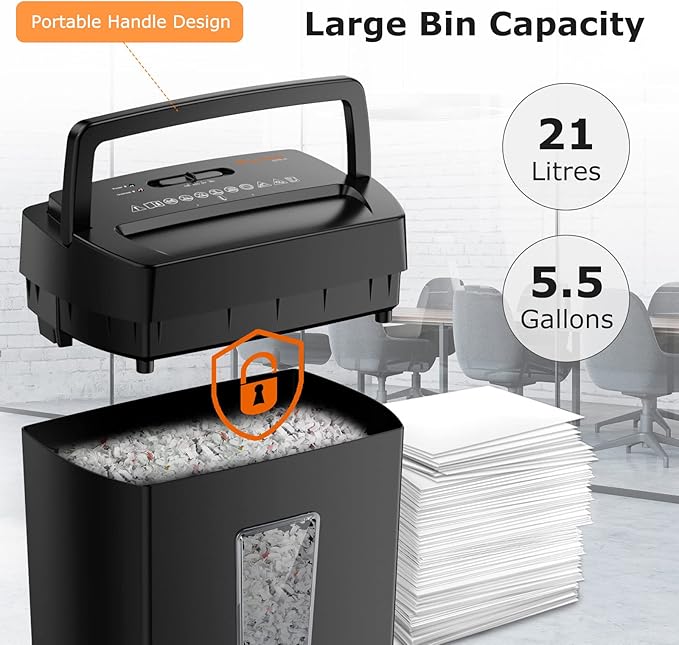Bonsaii 12-Sheet Cross Cut Paper Shredder, 5.5 Gal Home Office Heavy Duty Shredder for Paper, Credit Card, Mail, Staples, with Transparent Window, High Security Level P-4 (C275-A)