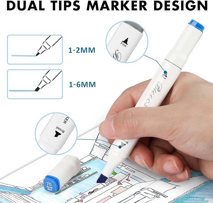 Alcohol Markers: Double Tipped Art Marker, 120 Count, suitable for Adults Artists Painting, Coloring Drawing Sketching, Multicolor